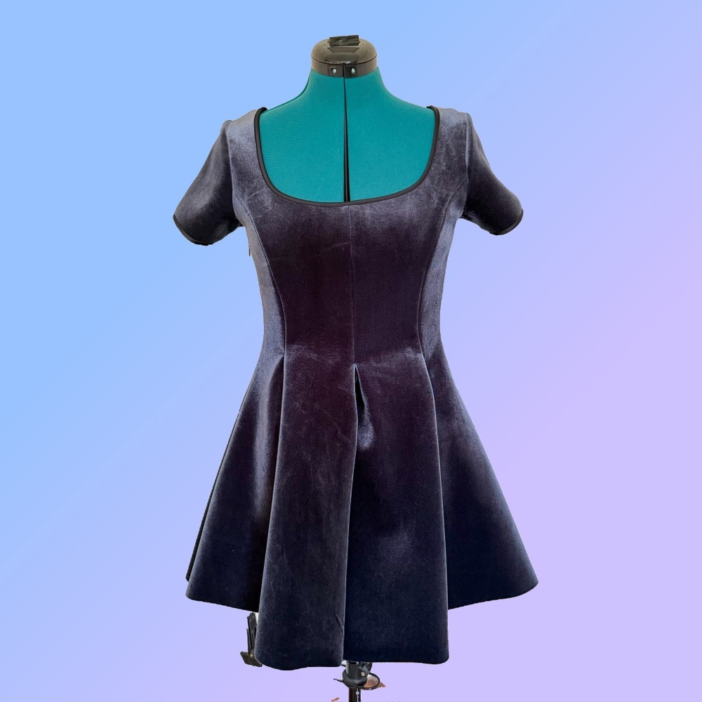 Maje Grey Velvet Mini Dress
